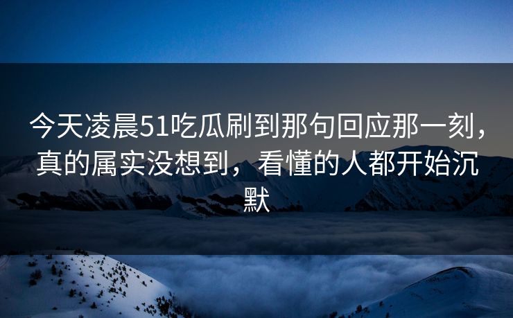 今天凌晨51吃瓜刷到那句回应那一刻,真的属实没想到,看懂的人都开始沉默