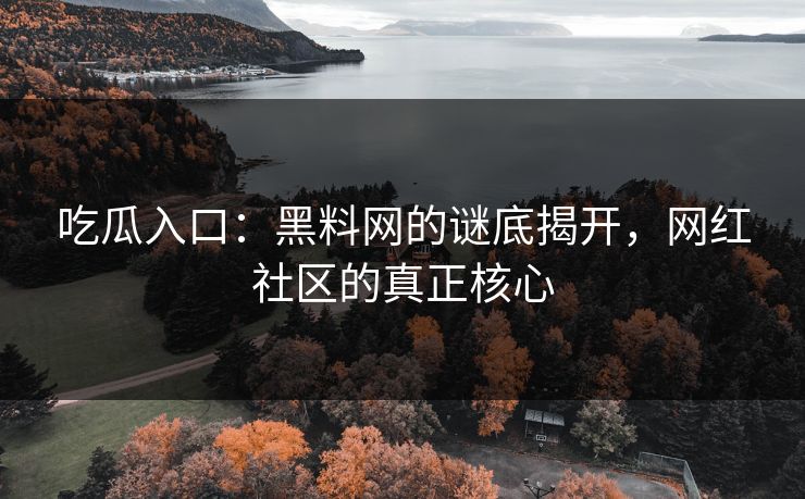吃瓜入口：黑料网的谜底揭开，网红社区的真正核心