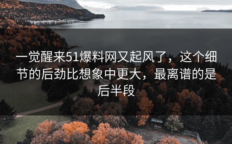一觉醒来51爆料网又起风了，这个细节的后劲比想象中更大，最离谱的是后半段