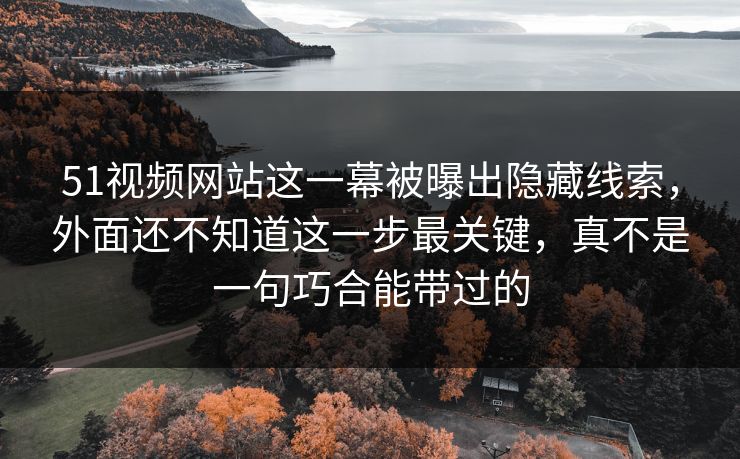 51视频网站这一幕被曝出隐藏线索，外面还不知道这一步最关键，真不是一句巧合能带过的