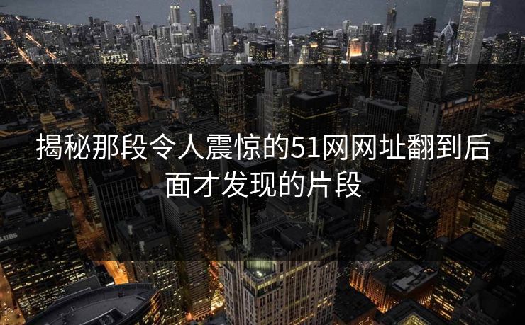 揭秘那段令人震惊的51网网址翻到后面才发现的片段