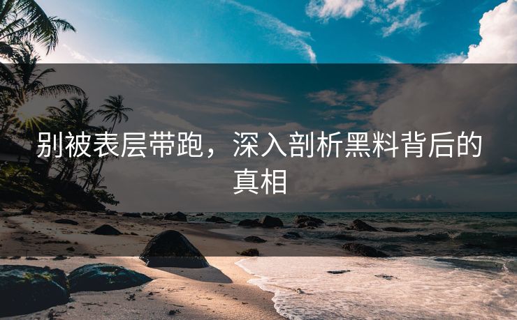 别被表层带跑，深入剖析黑料背后的真相